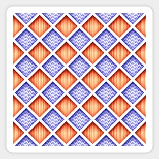 3d Geometric Pattern, Rhombic Harlequin Motif Sticker